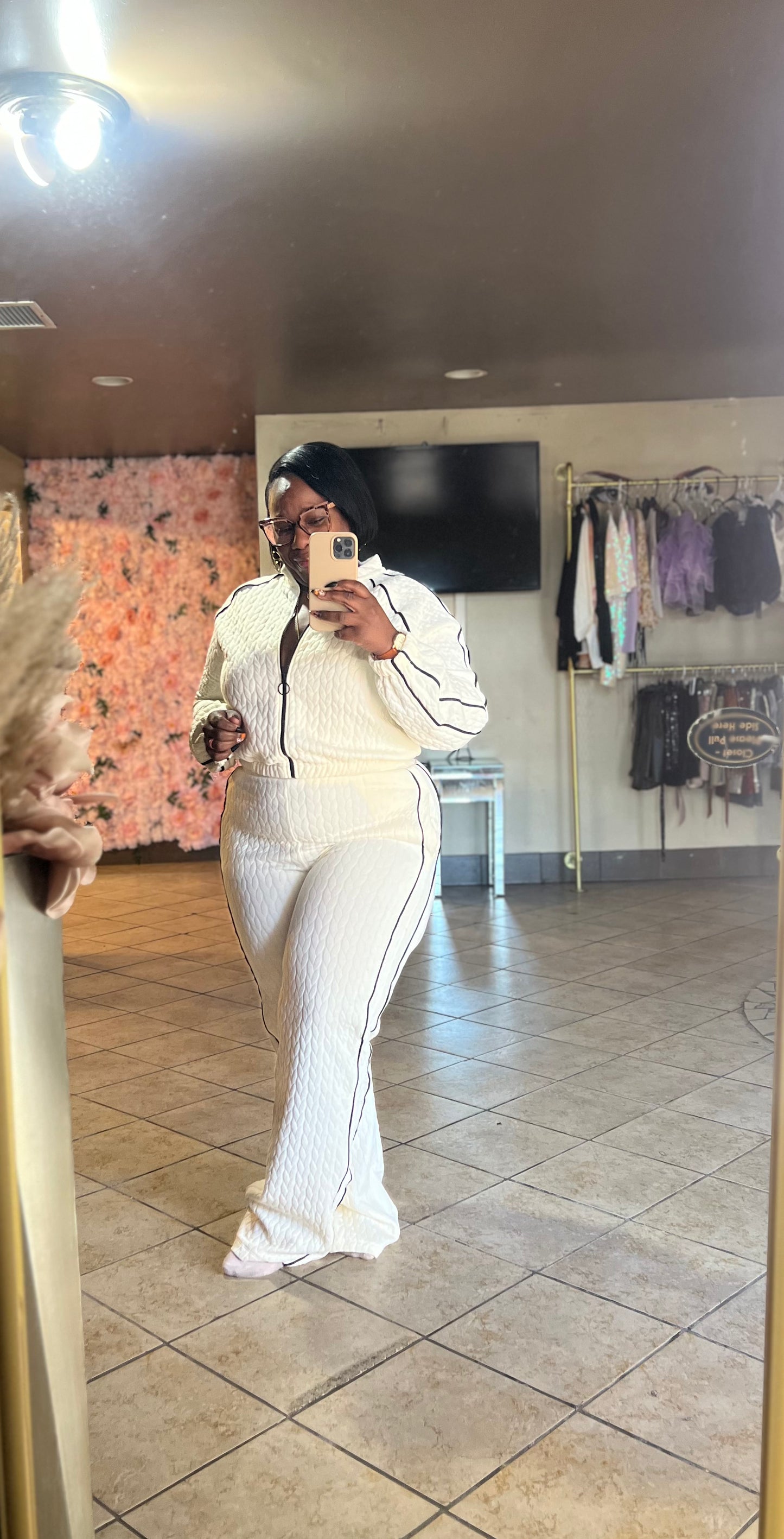 RESTOCK on black “Pipe down” tracksuit  (2 piece set) new color cream