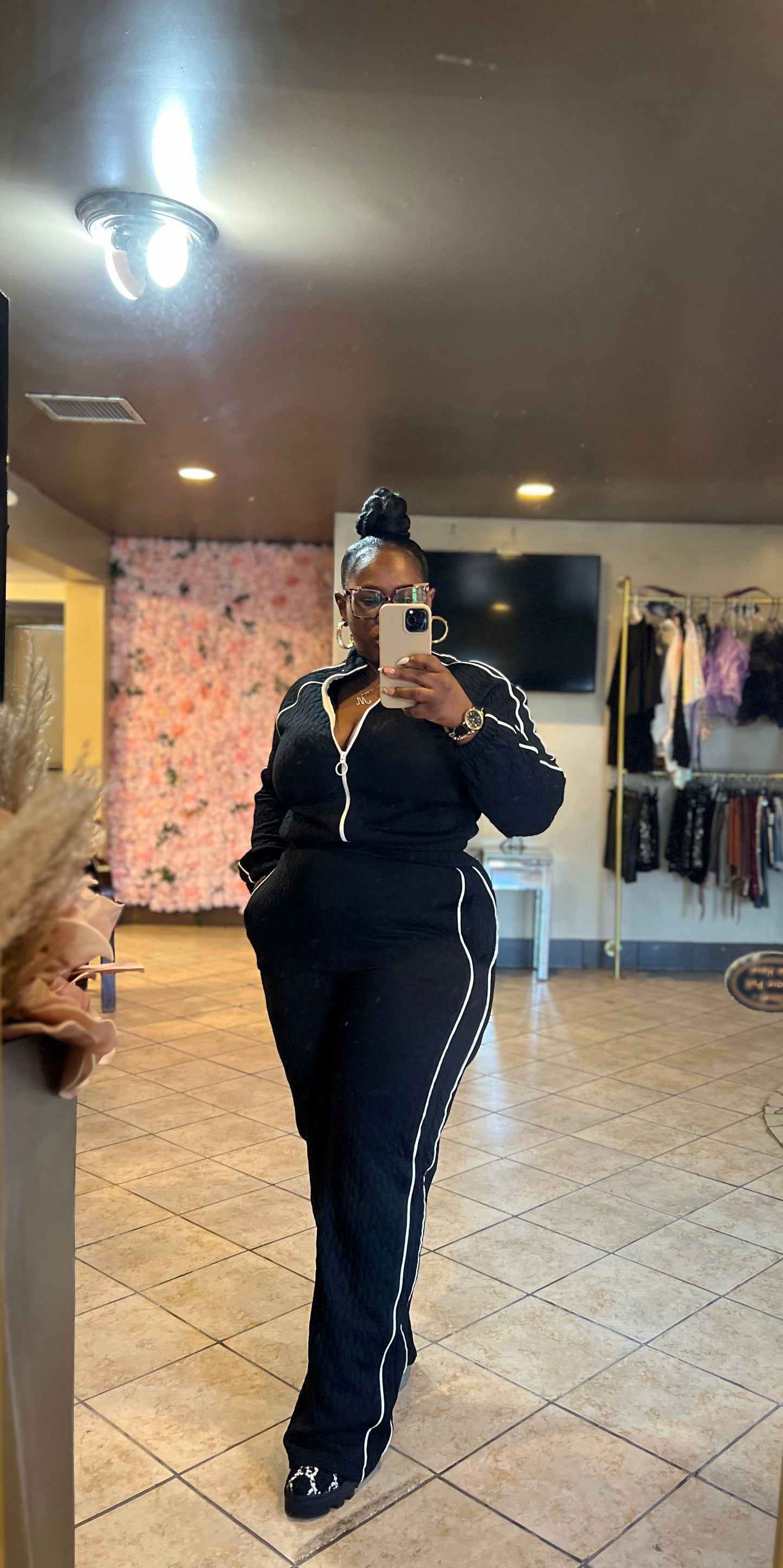 RESTOCK on black “Pipe down” tracksuit  (2 piece set) new color cream