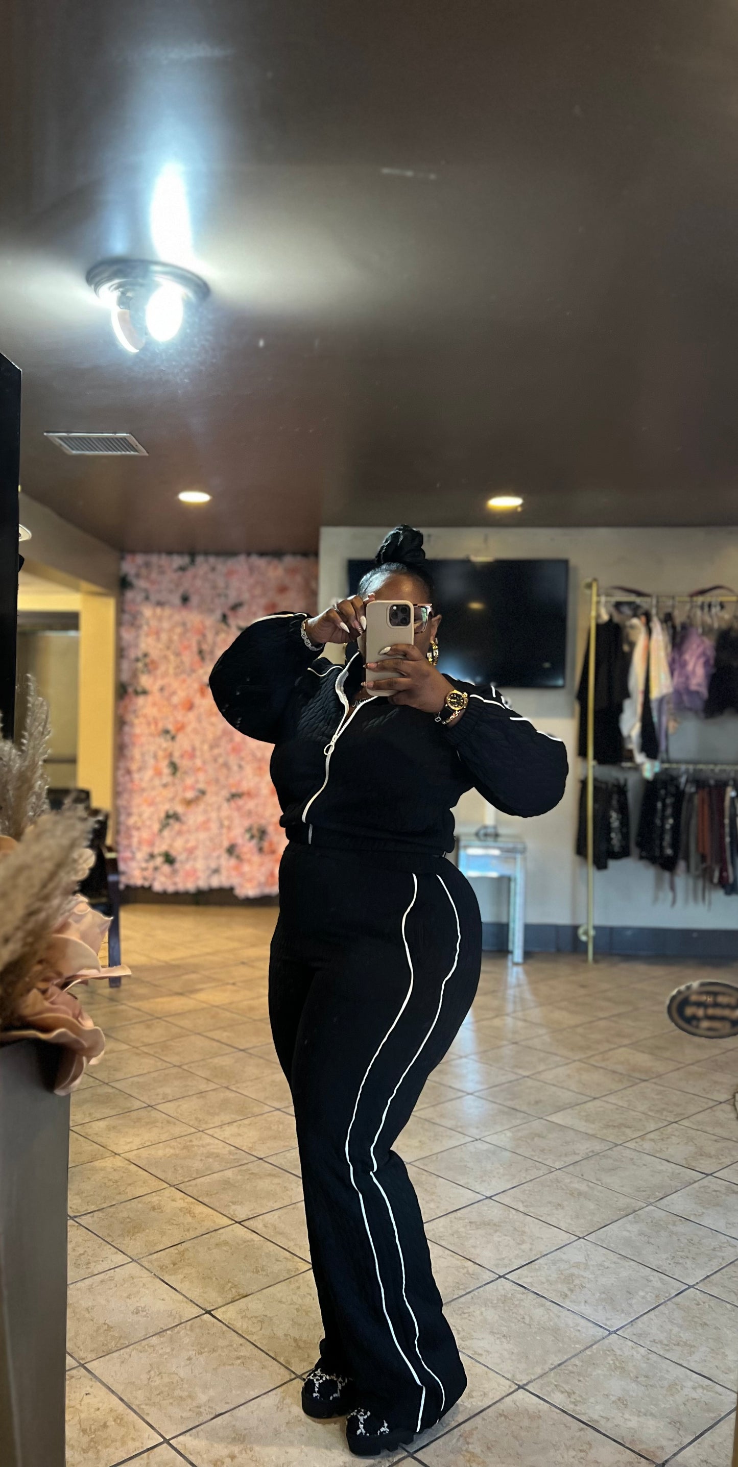 RESTOCK on black “Pipe down” tracksuit  (2 piece set) new color cream