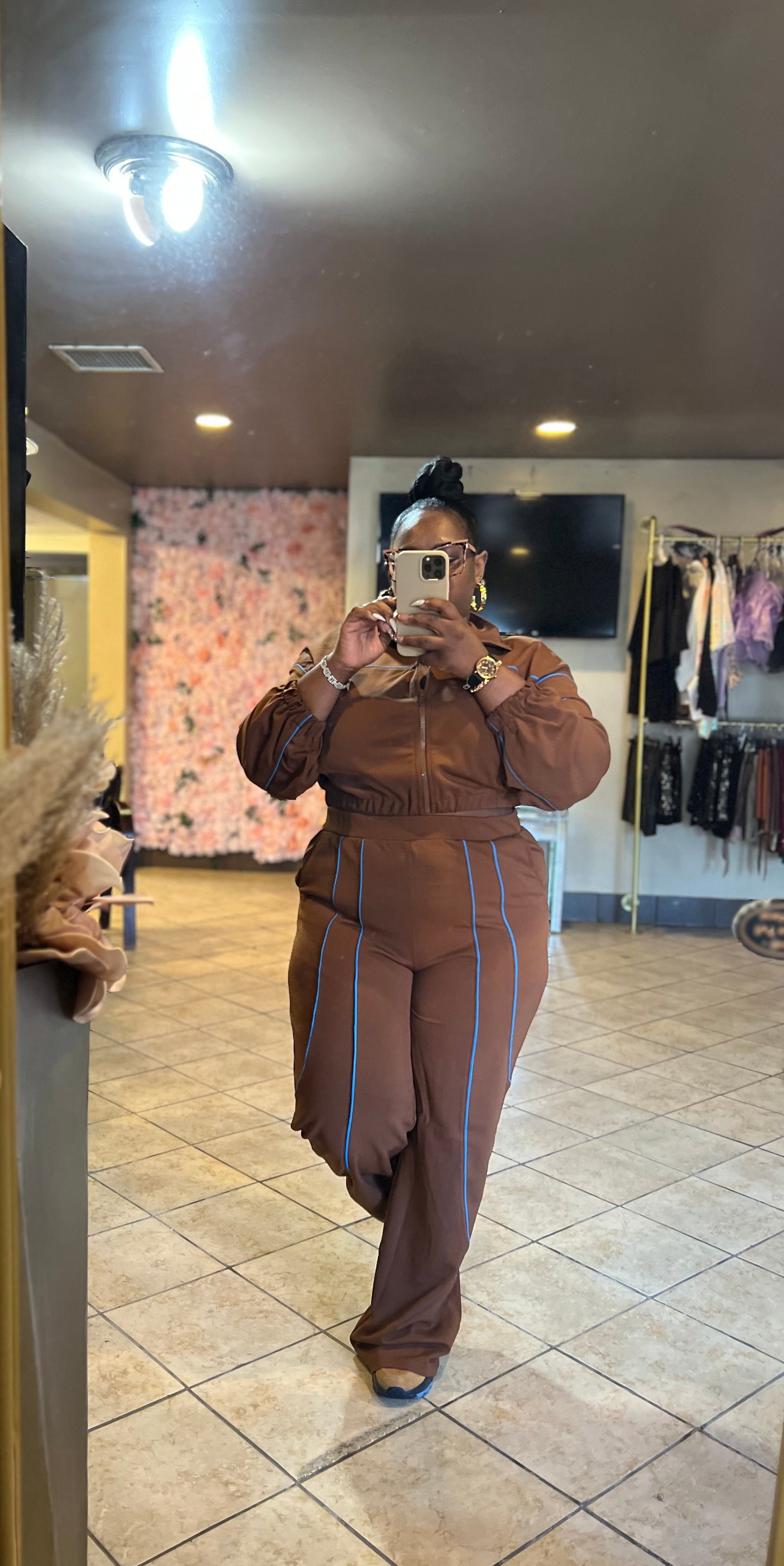 RESTOCK BROWN ONLY “Face card good” tracksuit (2piece set)