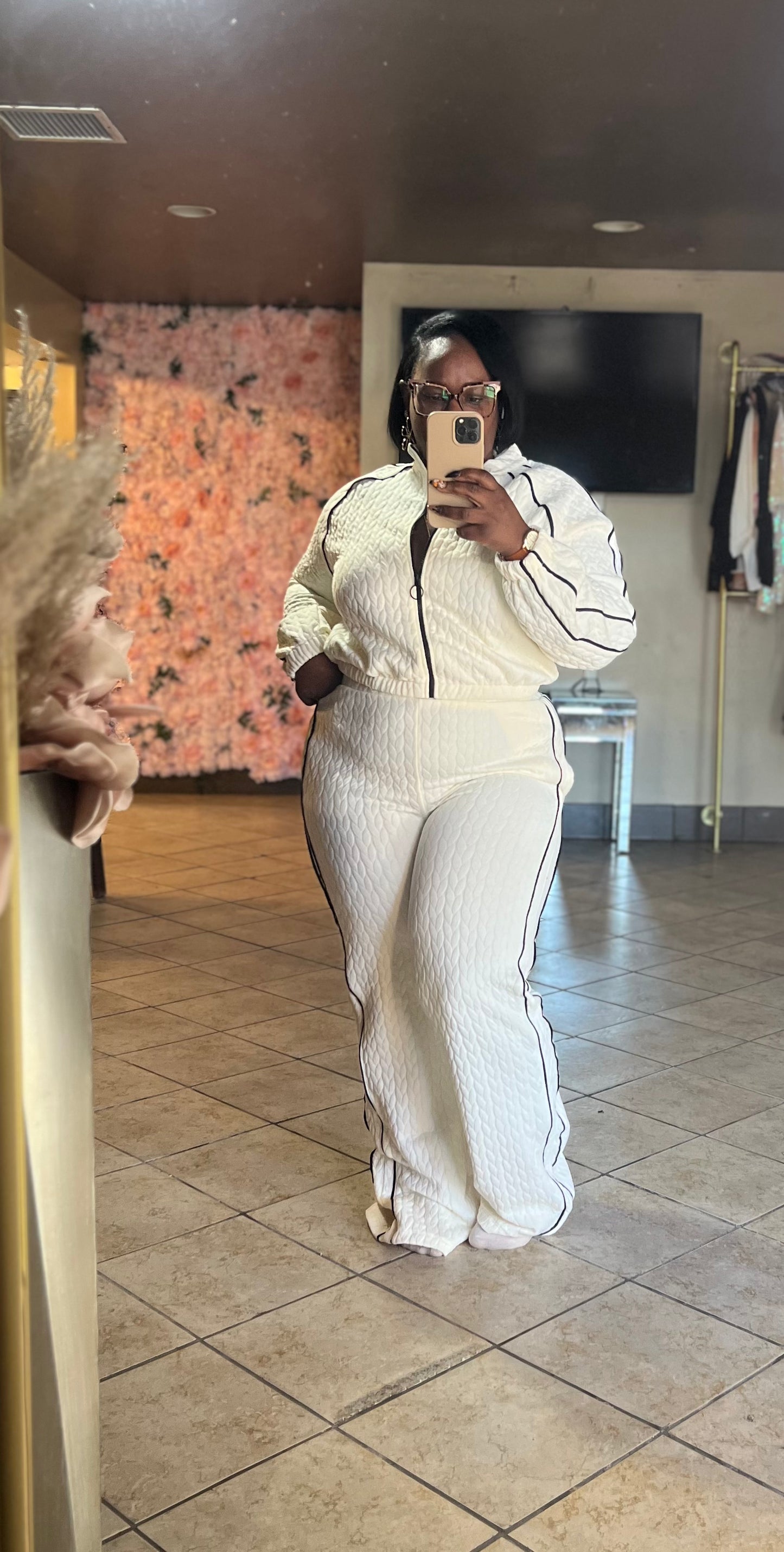 RESTOCK on black “Pipe down” tracksuit  (2 piece set) new color cream